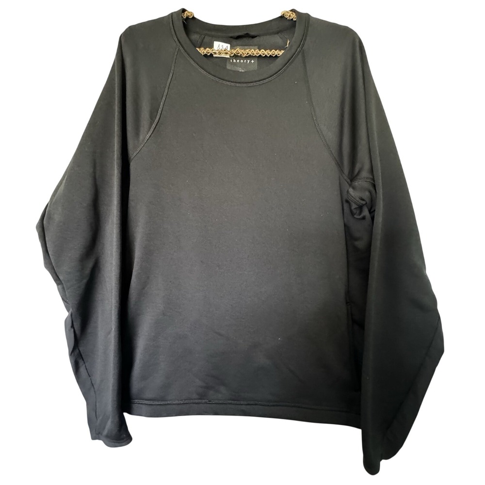 Theory+ Mens Serge Black stretch Crewneck Pullover With Pockets Sz Med